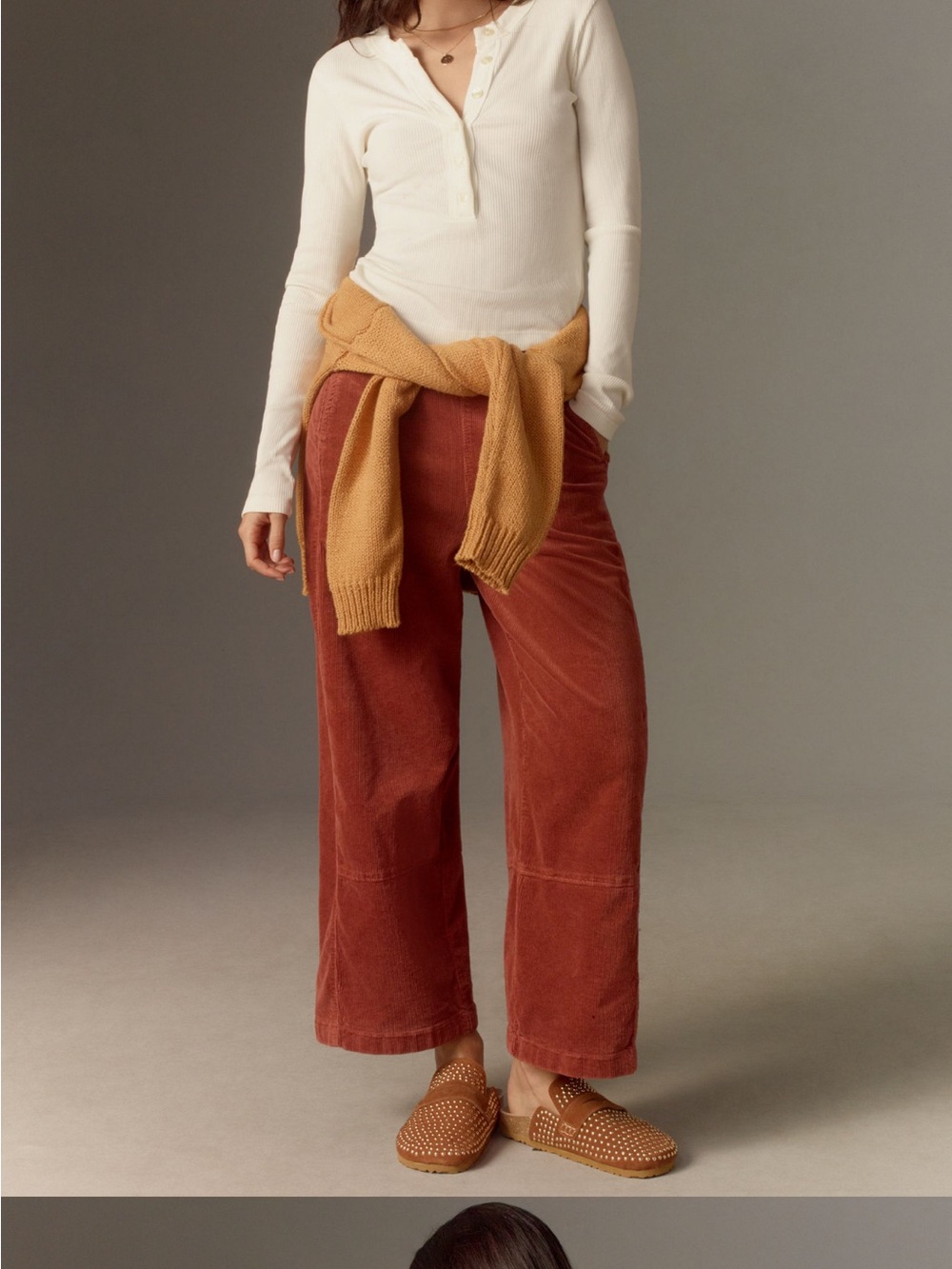 Anthropologie Izzie relaxed pull on Barrel pants. Corduroy edition. Color Rose